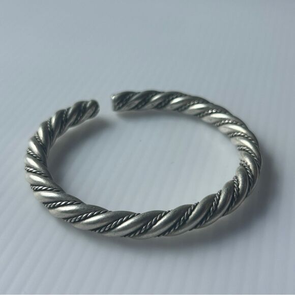 Silver Twisted Bangle Bracelet vintage Tibetan style Tibetan silver fits 15-18cm - Picture 5 of 5